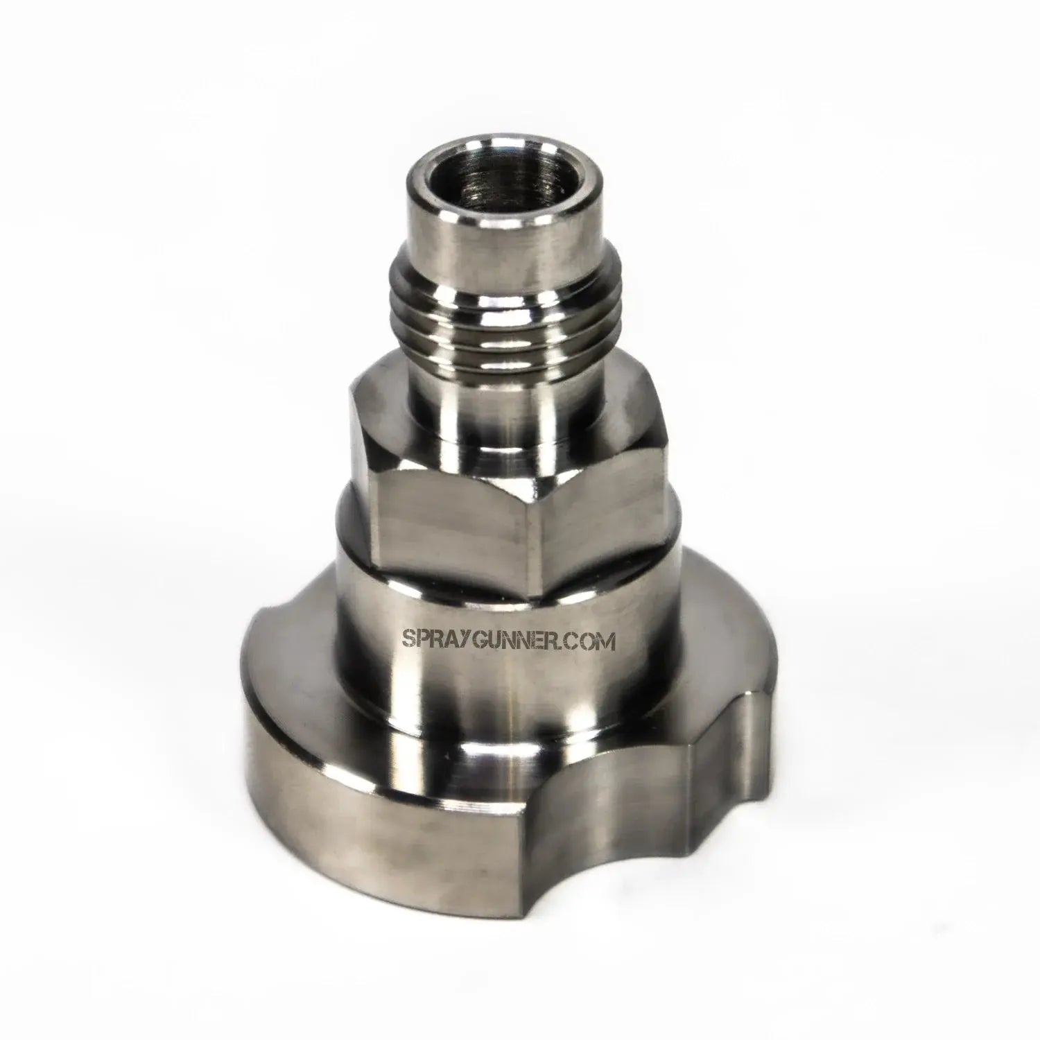 NO NAME PPS IWATA Adapter for airbrush systems, precision-machined metal fitting for seamless paint transfer using disposable cups.
