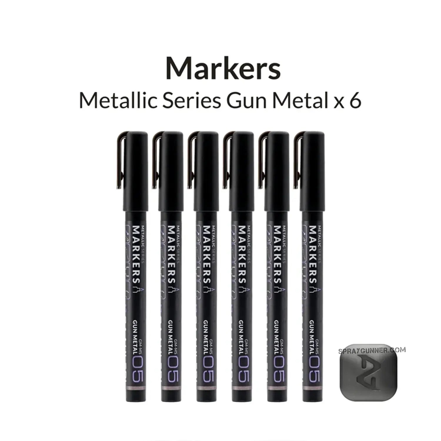GAAHLERI Metallic Series Markers X6 Gun Metal Gaahleri