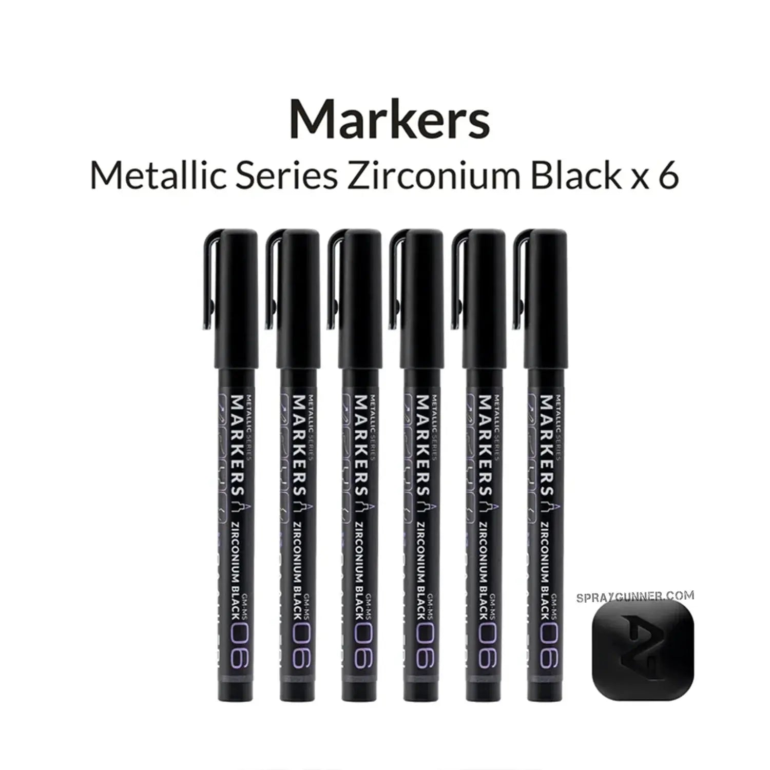 GAAHLERI Metallic Series Markers X6 Zirconium Black Gaahleri