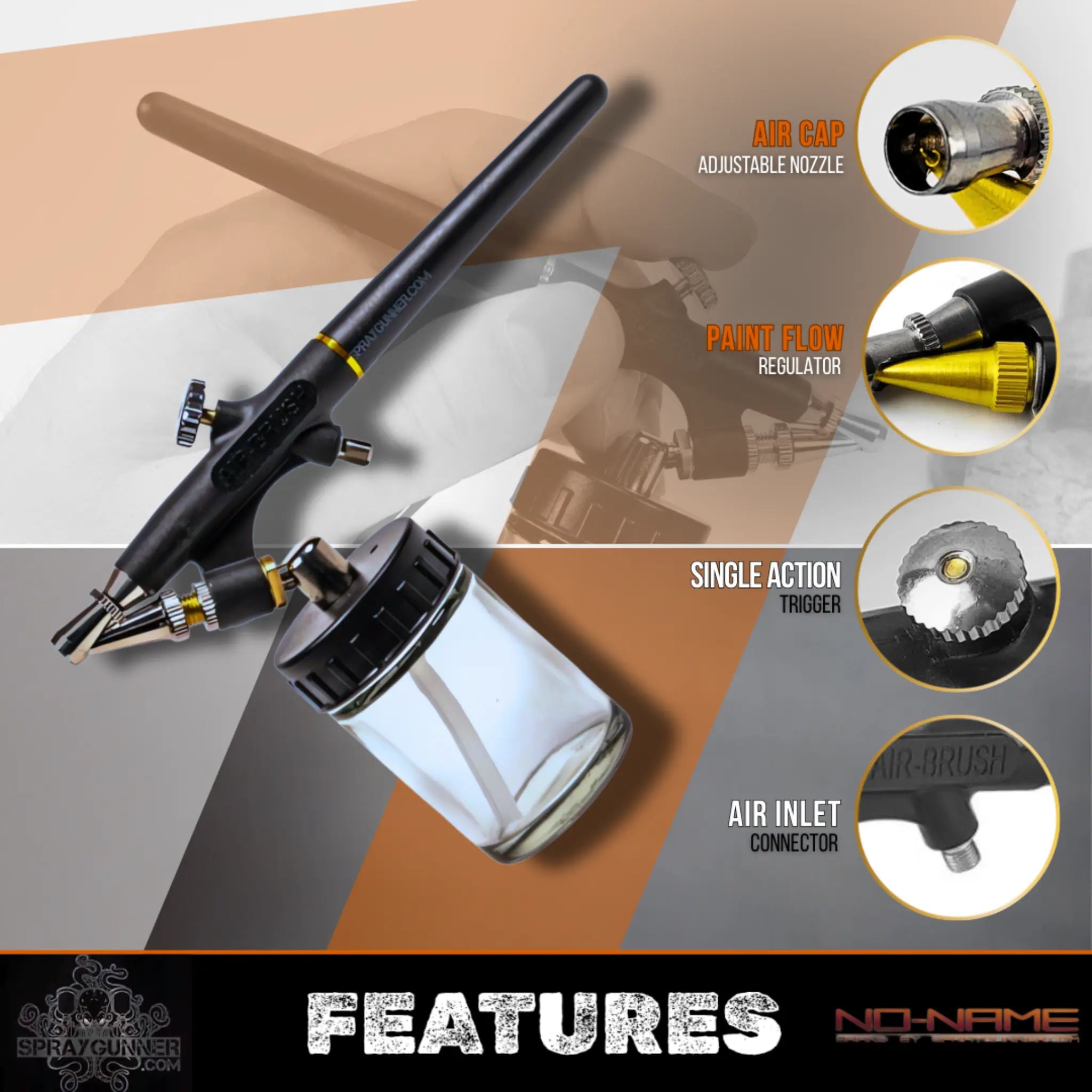 Versatile airbrush kit with external mix design, ideal for painting, cake decorating, and model detailing