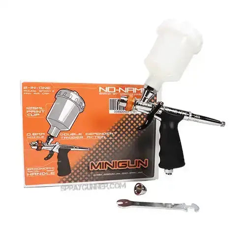 MINIGUN by NO-NAME pistol grip trigger-type fan spray hybrid airbrush + Adaptors for Disposable Cups NO-NAME brand