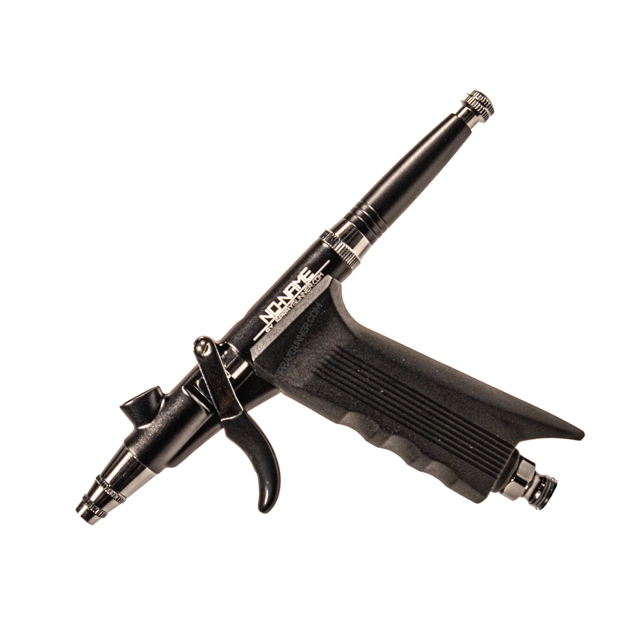 NO-NAME Airbrush Set with Gravity Feed and Pistol Trigger, featuring Round & Fan Caps for versatile spraying options.