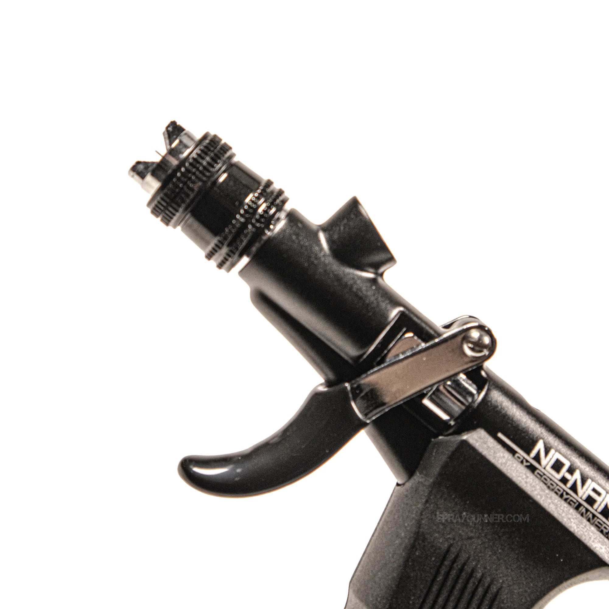 High-performance NO-NAME Pistol Trigger Gravity Feed Airbrush Set with Round and Fan Pattern Caps at Spraygunner.