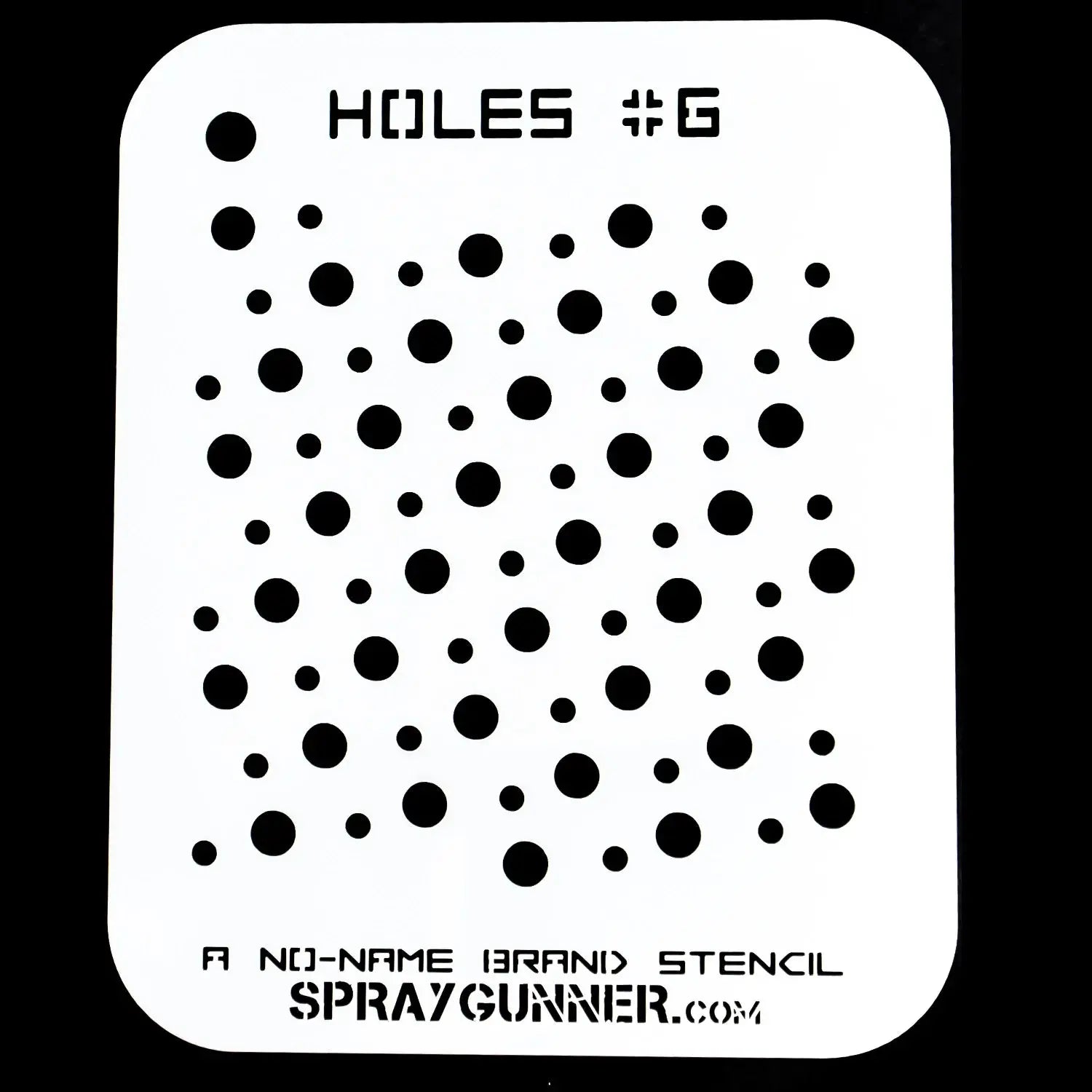For intricate airbrush textures, the Holes Stencil #6 Precision Mylar Airbrush Tool has a pattern of circular holes of varying sizes.