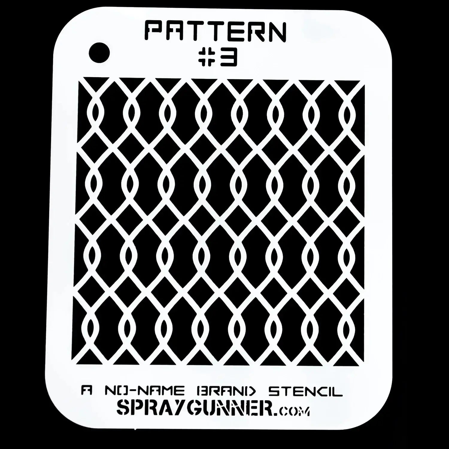 The NO-NAME Brand custom airbrush stencil #3 is perfect for DIY stencil art and precision painting because of its interlocking diamond design.
