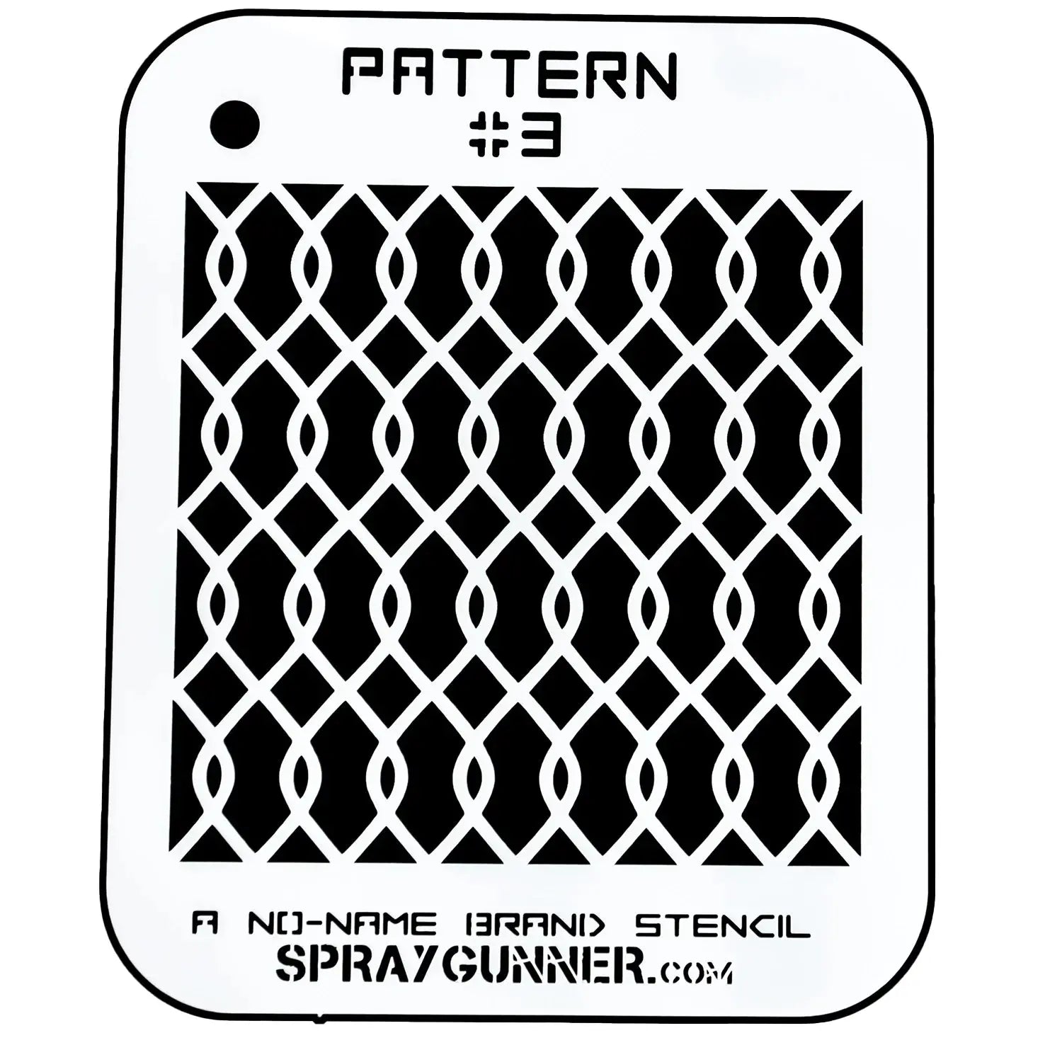Pattern Stencil #3 – NO-NAME Brand custom airbrush stencil with interlocking diamond design, ideal for precision painting and DIY stencil art.