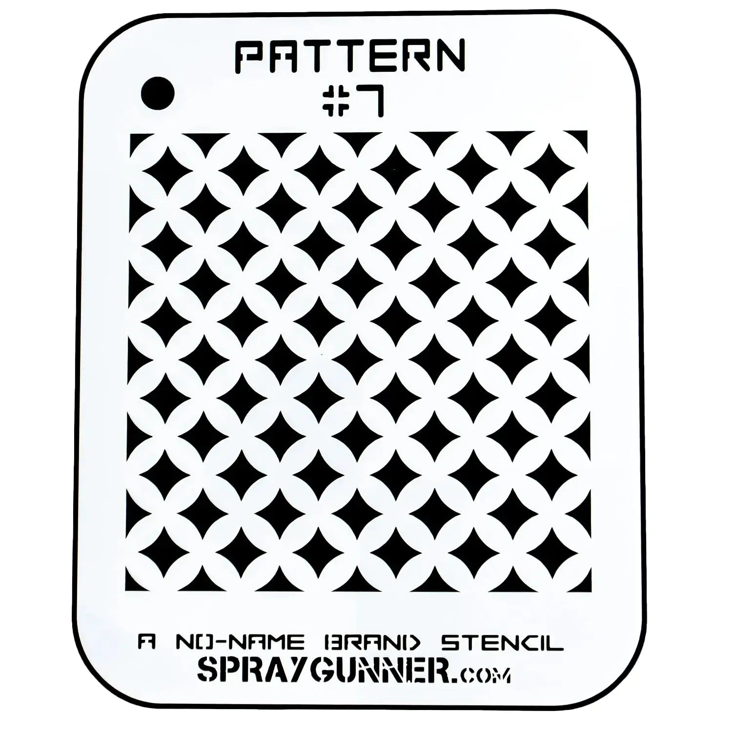 Pattern Stencil #7 - Precision Airbrush Tool by NO-NAME Brand featuring geometric cutouts on durable mylar for DIY stencil art and cosplay projects.
