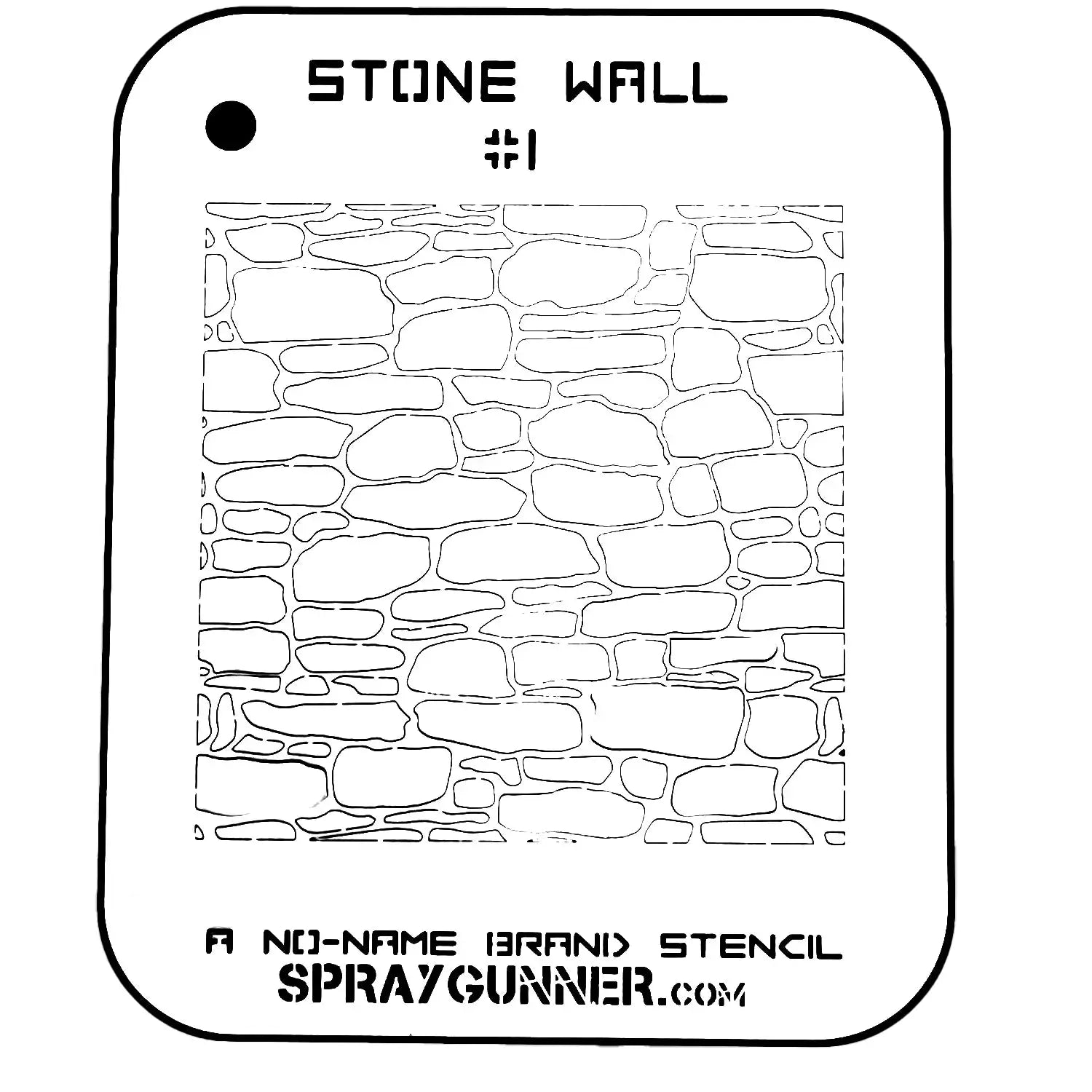 NO-NAME Brand Stone Wall Stencil #1 for precision airbrush use, featuring a detailed stone wall pattern ideal for textured DIY stencil art projects.