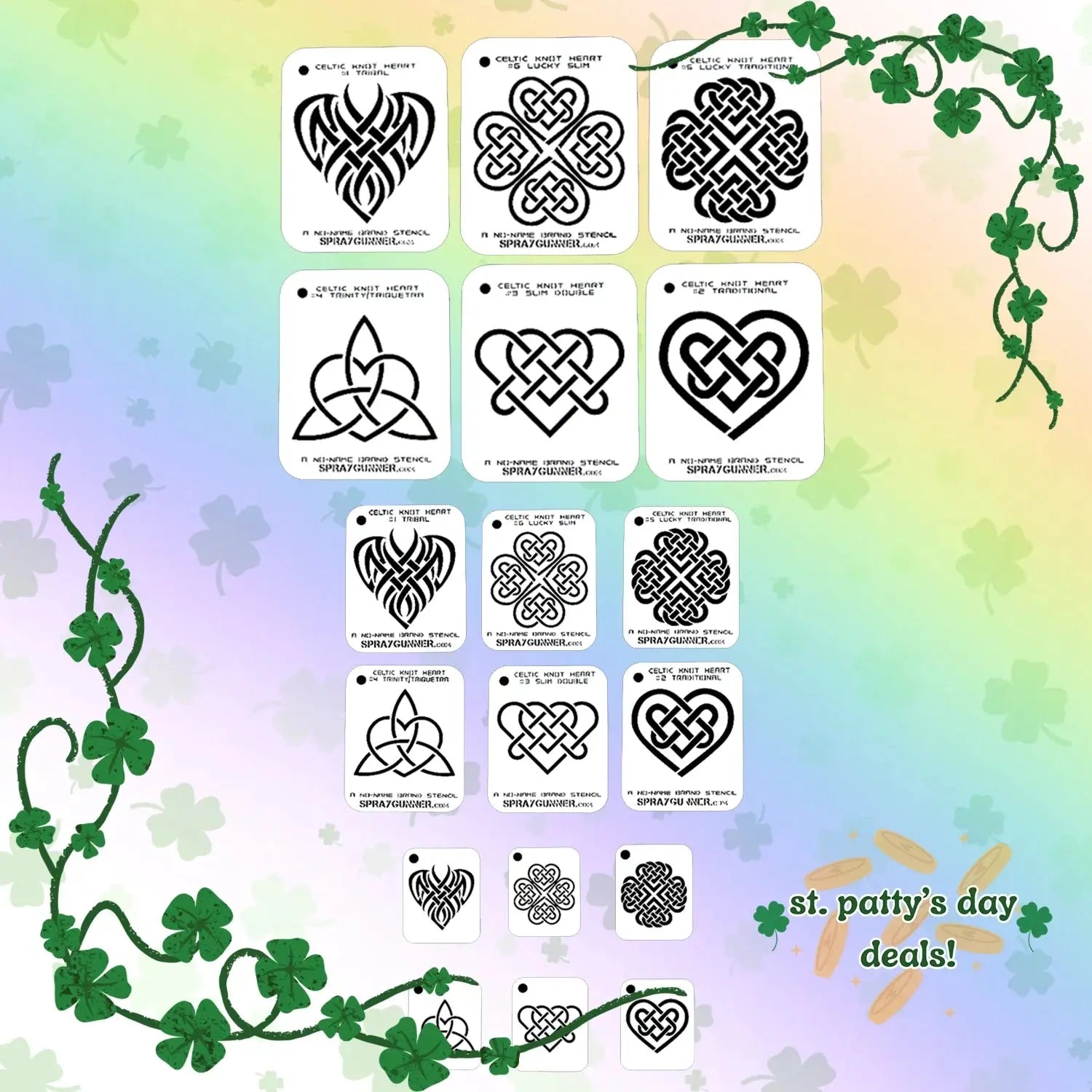 NO-NAME Brand Celtic Heart Stencils Full Set (All Sizes) NO-NAME brand