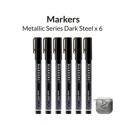 GAAHLERI Metallic Series Markers X6 Dark Steel Gaahleri