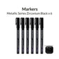GAAHLERI Metallic Series Markers X6 Zirconium Black Gaahleri