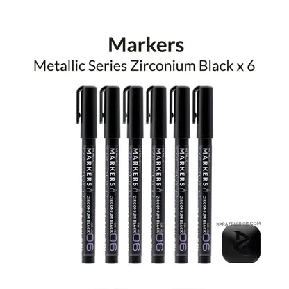 GAAHLERI Metallic Series Markers X6 Zirconium Black Gaahleri