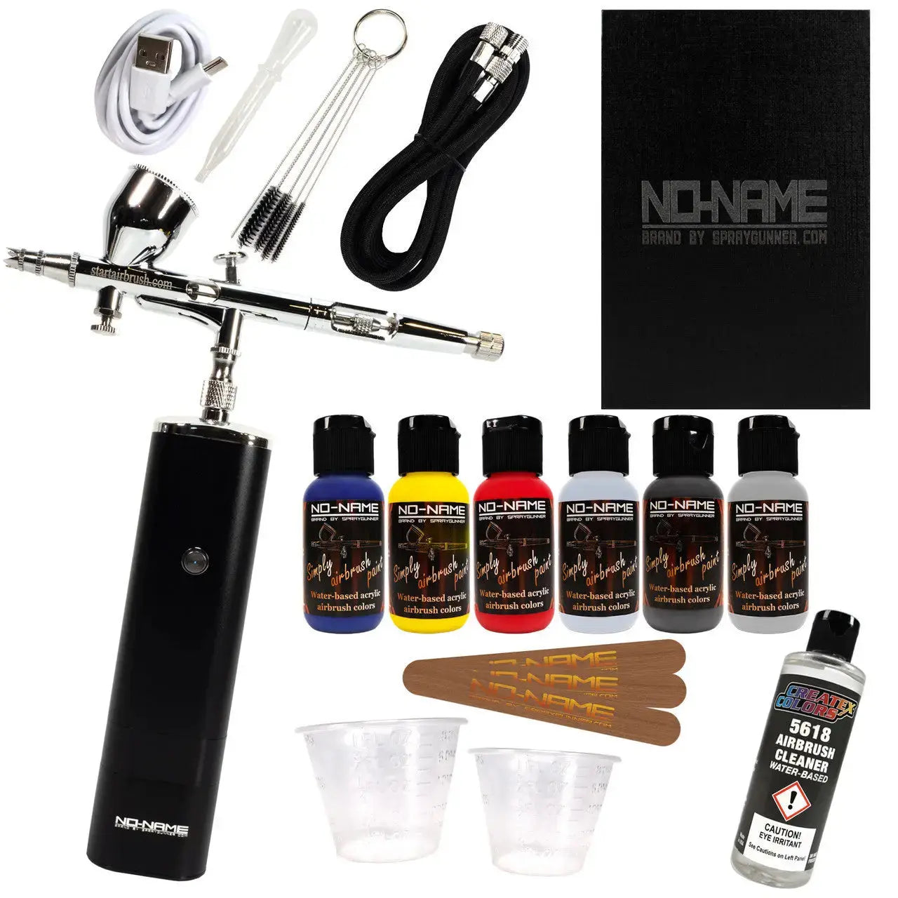Beginner Cordless Airbrush Kit with Compressor & Acrylic Airbrush Paints by NO-NAME Brand - SprayGunner