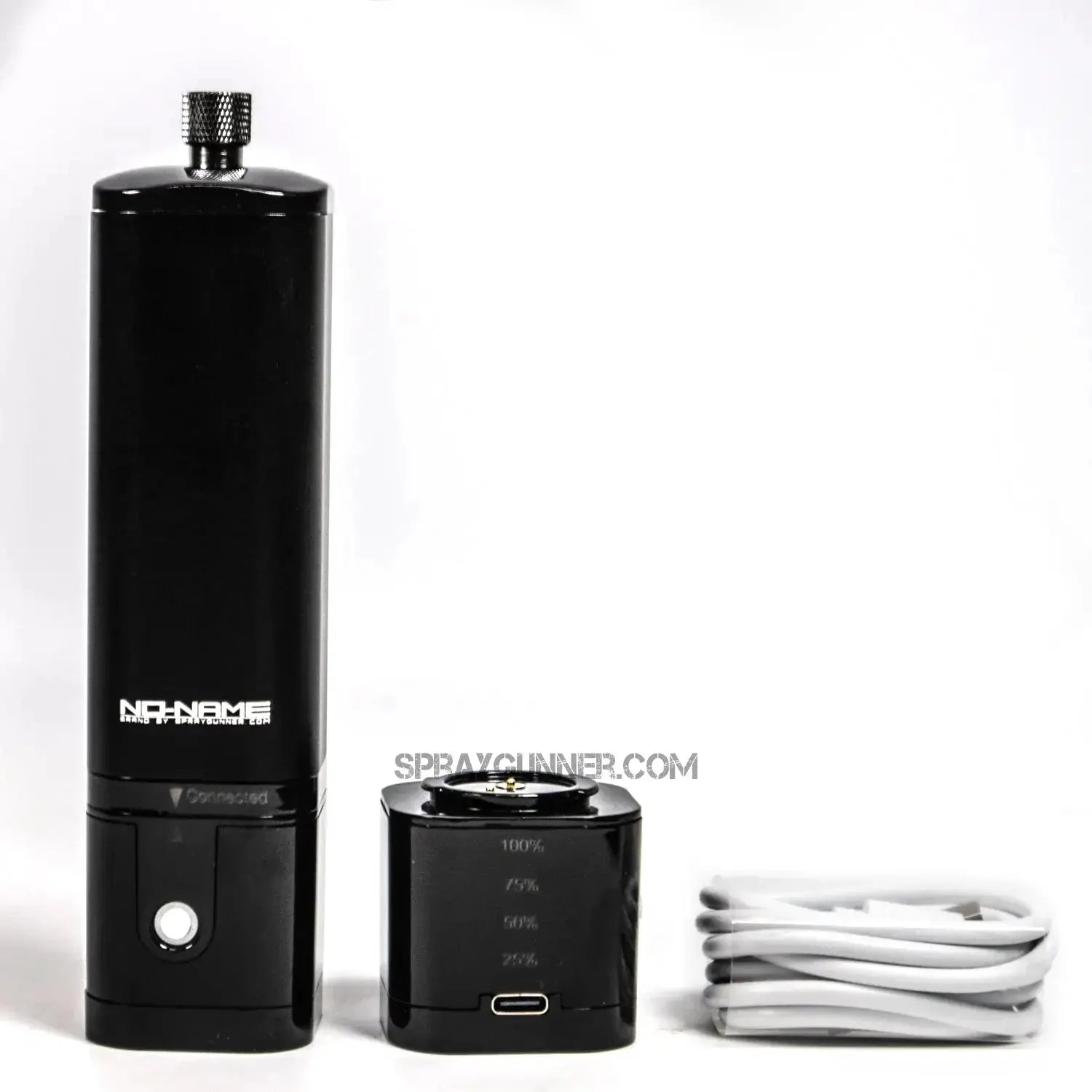 A USB cable, battery pack, and precision nozzle for portable barber detailing are included in the new 2024 model barber airbrush cordless compressor set.