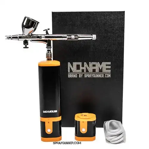 A precision nozzle, battery pack, and USB connector are included with the new 2024 model's cordless compressor set for portable barber detailing.