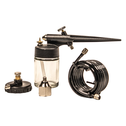 NO-NAME Brand Basic Single Action External Mix Spray Gun Set with adjustable spray pattern and 3/4 oz fluid jar