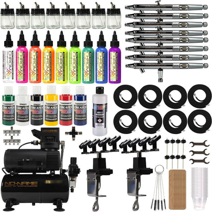 Professional Airbrush Art Kit: 8-Piece Siphon Feed Airbrush Set with Compressor - SprayGunner