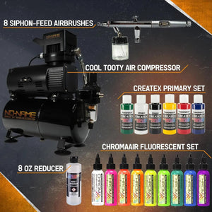 Professional Airbrush Art Kit: 8-Piece Siphon Feed Airbrush Set with Compressor - SprayGunner