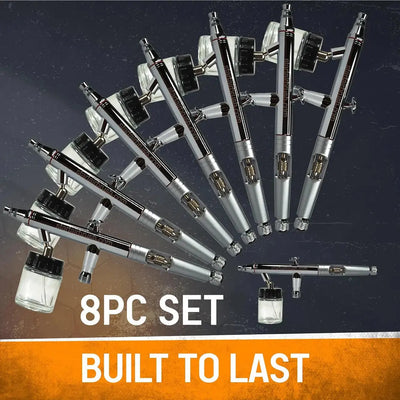 Professional Airbrush Art Kit: 8-Piece Siphon Feed Airbrush Set with Compressor Version 2 - SprayGunner