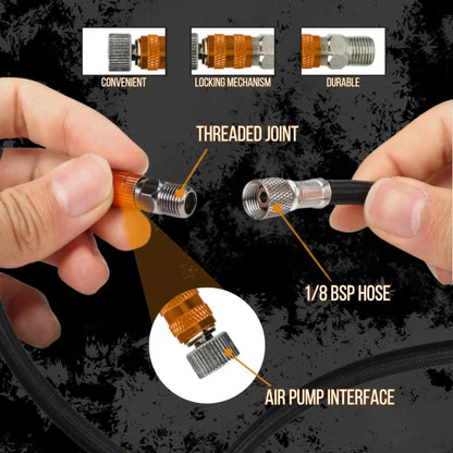NO-NAME Brand Airbrush Quick Coupling Set showing quick disconnect feature and automatic airflow shutdown.