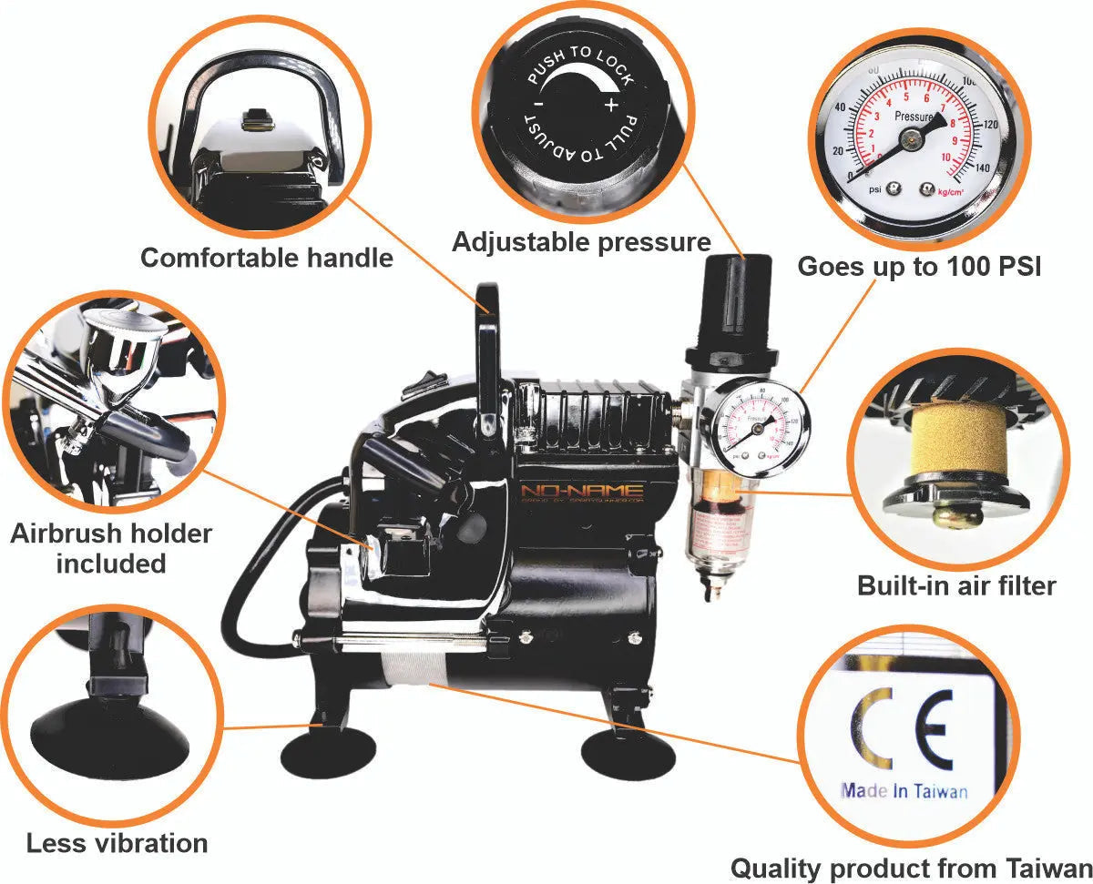 Used No-Box Silent Mini Air Compressor w/ Regulator and hose by NO-NAME Brand NO-NAME brand