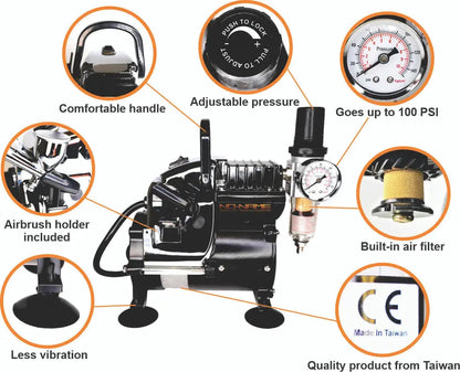 Used No-Box Silent Mini Air Compressor w/ Regulator and hose by NO-NAME Brand NO-NAME brand