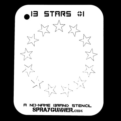 The first Thirteen Stars stencil is a precision airbrush stencil with no brand name.