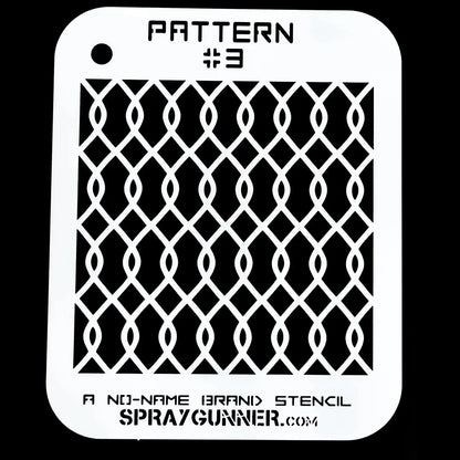The NO-NAME Brand custom airbrush stencil #3 is perfect for DIY stencil art and precision painting because of its interlocking diamond design.