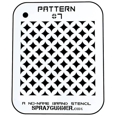 Pattern Stencil #7 - Precision Airbrush Tool by NO-NAME Brand featuring geometric cutouts on durable mylar for DIY stencil art and cosplay projects.