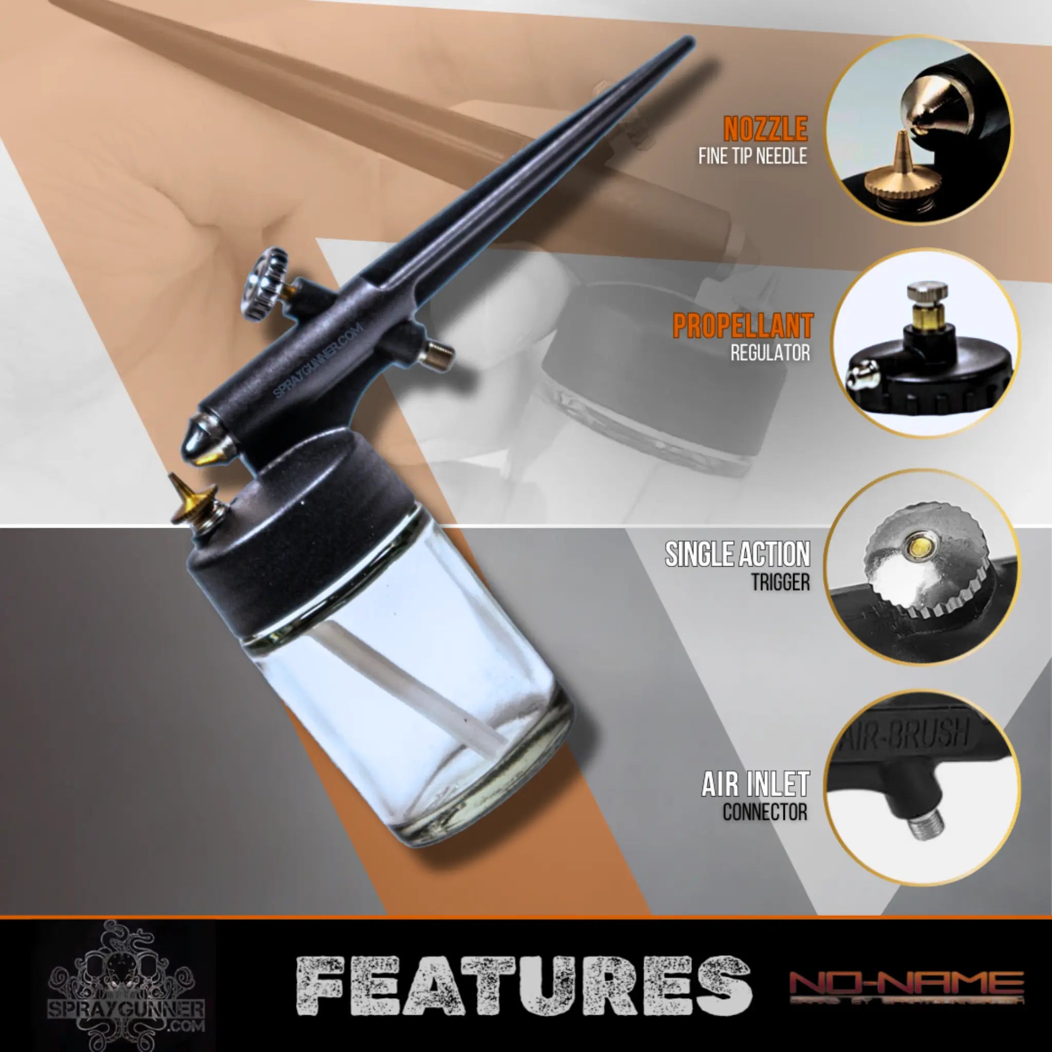 Airbrush kit for beginners, hobbyists, and DIY creators, featuring external mix siphon-feed design